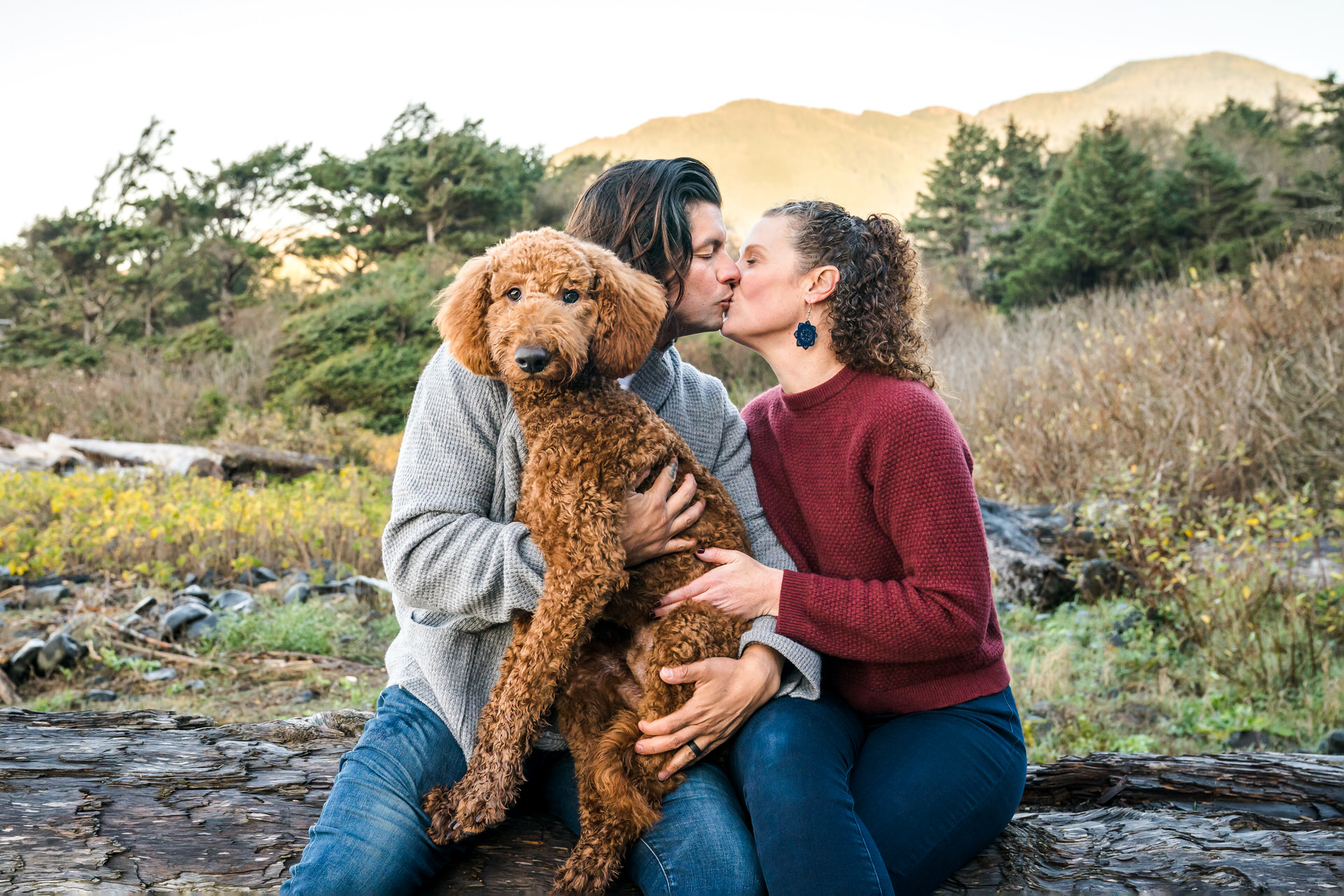 dog photography session with couple